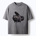 washed black cat t shirt for daily wear