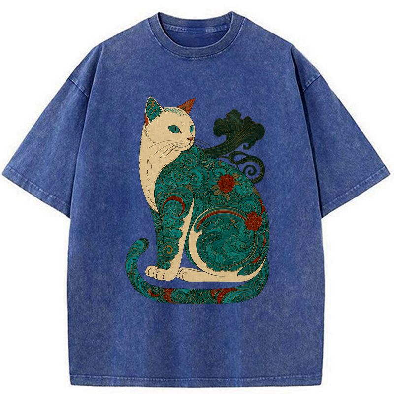 Japanese Cat T-Shirt for Streetwear