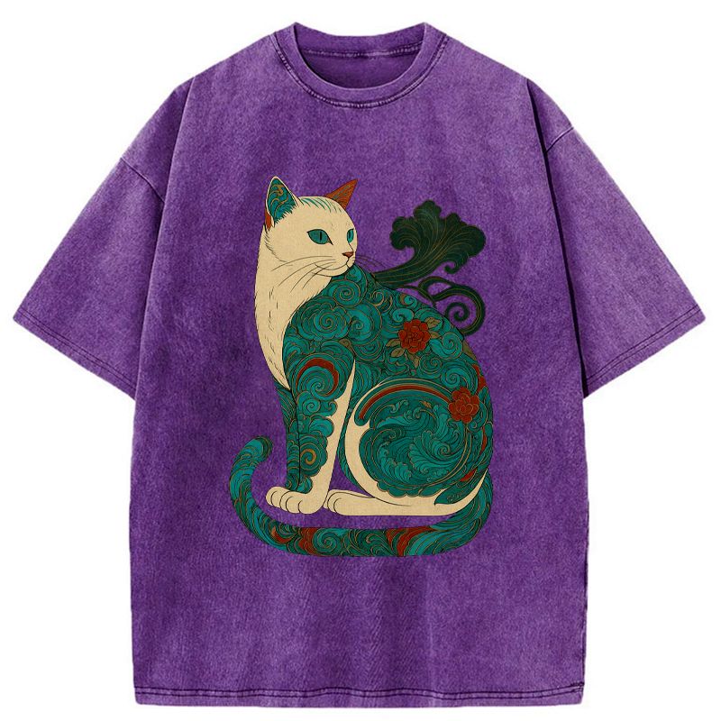Japanese Cat T-Shirt for Streetwear