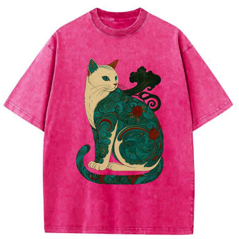 Japanese Cat T-Shirt for Streetwear