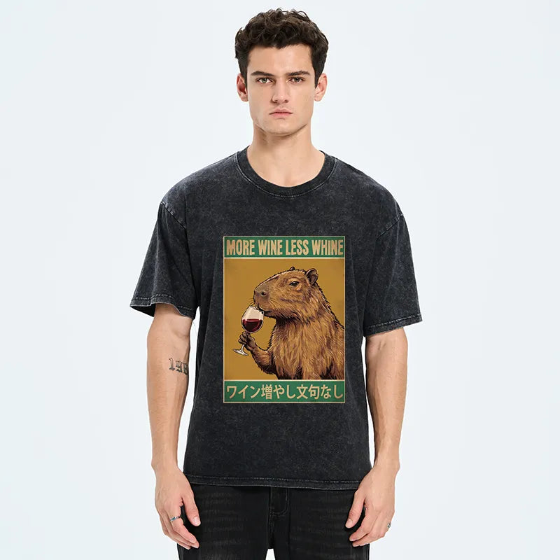 Kyoto-Lion Capybara Wine Time Washed T-Shirt