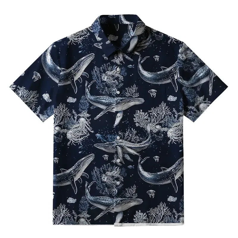 Japanese whale button up shirt