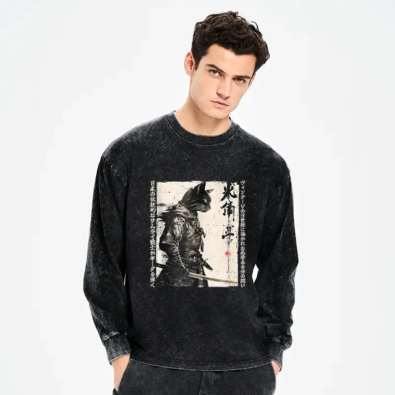 vintage washed long sleeve t-shirt for daily wear