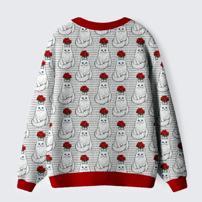 Kyoto-Lion The Vase Cat Cardigan Sweater