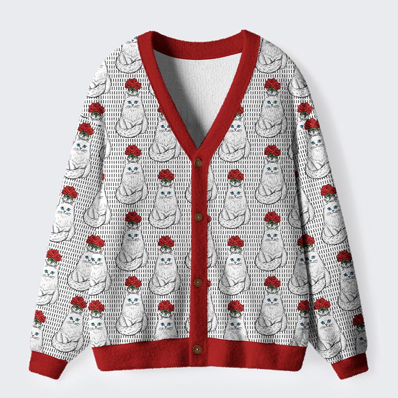 Japanese Cat Cardigan Sweater for Women
