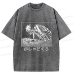 Kyoto-Lion Japanese Giant Skeleton Yokai Washed T-Shirt