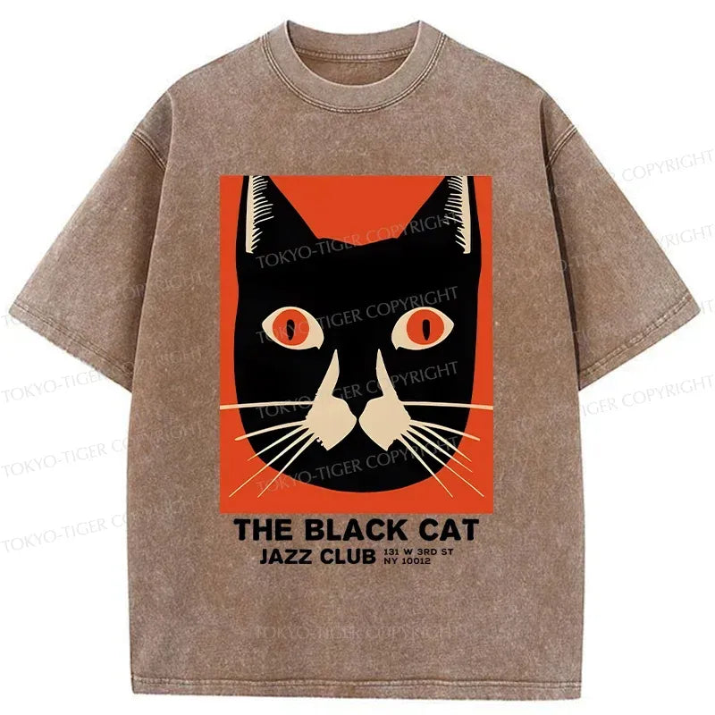 Black Cat T-Shirt for Japanese Streetwear