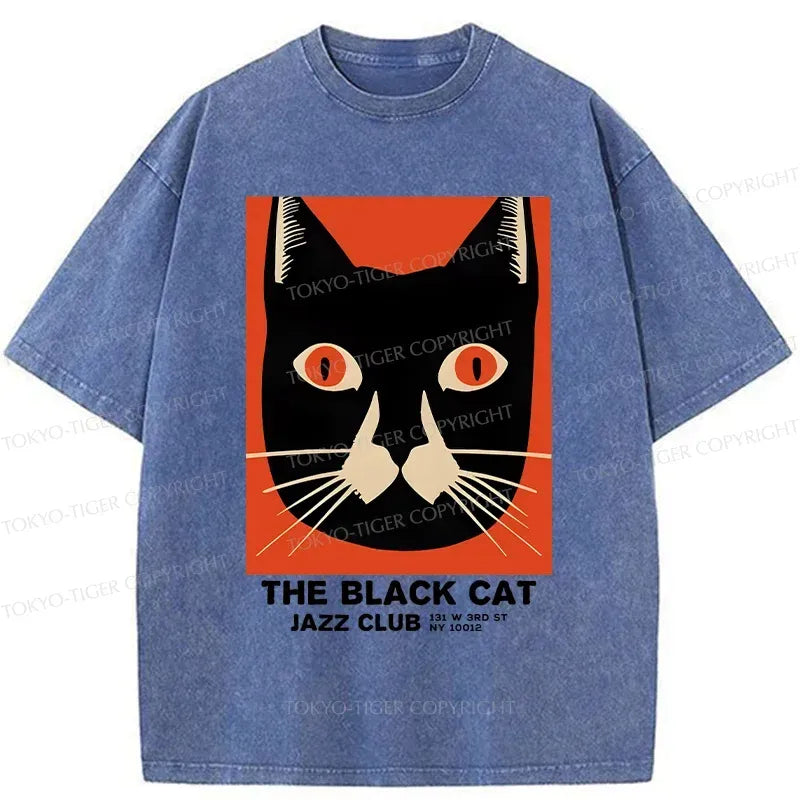 Black Cat T-Shirt for Japanese Streetwear