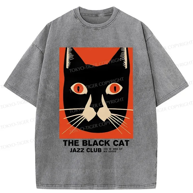 Black Cat T-Shirt for Japanese Streetwear