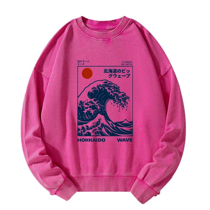 Kyoto-Lion Hokkaido Wave Japan Washed Sweatshirt