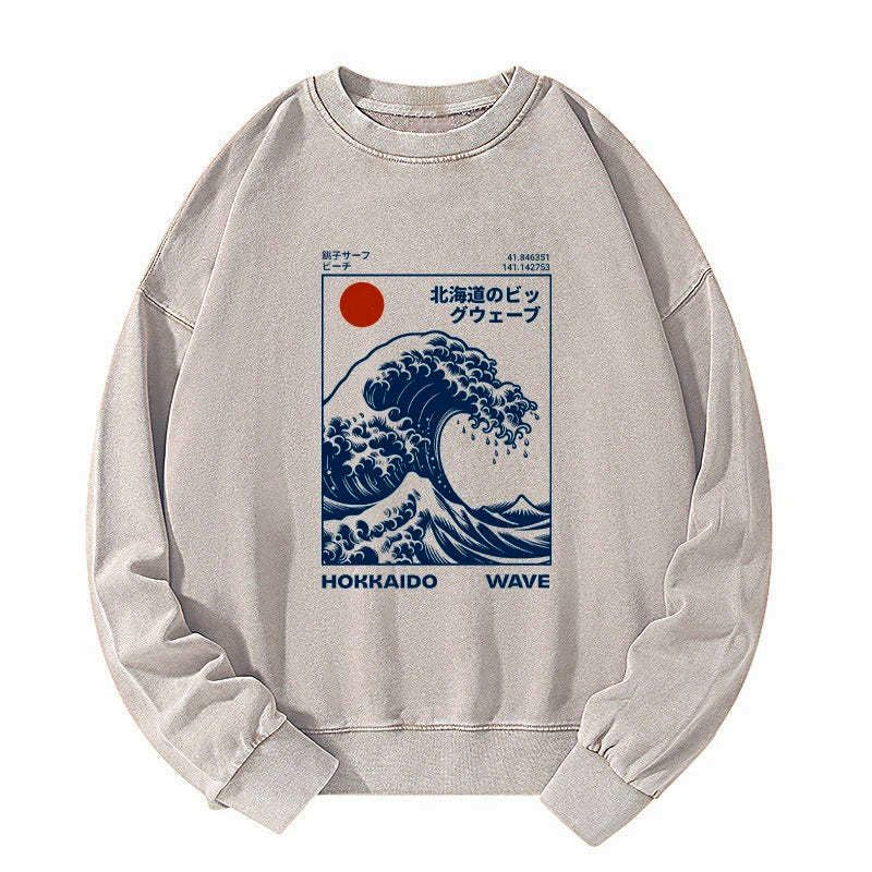 Kyoto-Lion Hokkaido Wave Japan Washed Sweatshirt