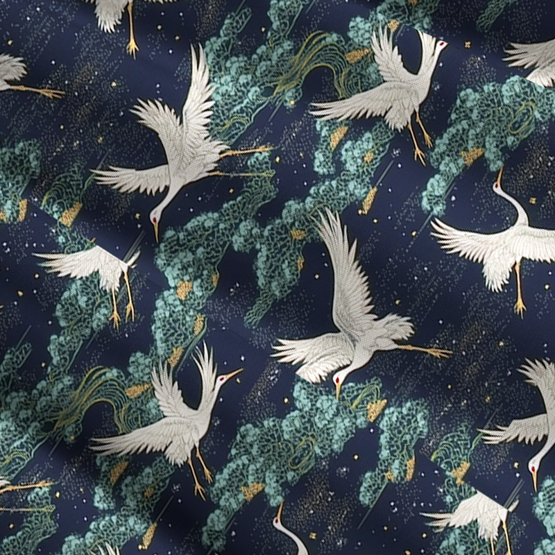 Japanese Cranes and Clouds Maxi Skirt Best Seller