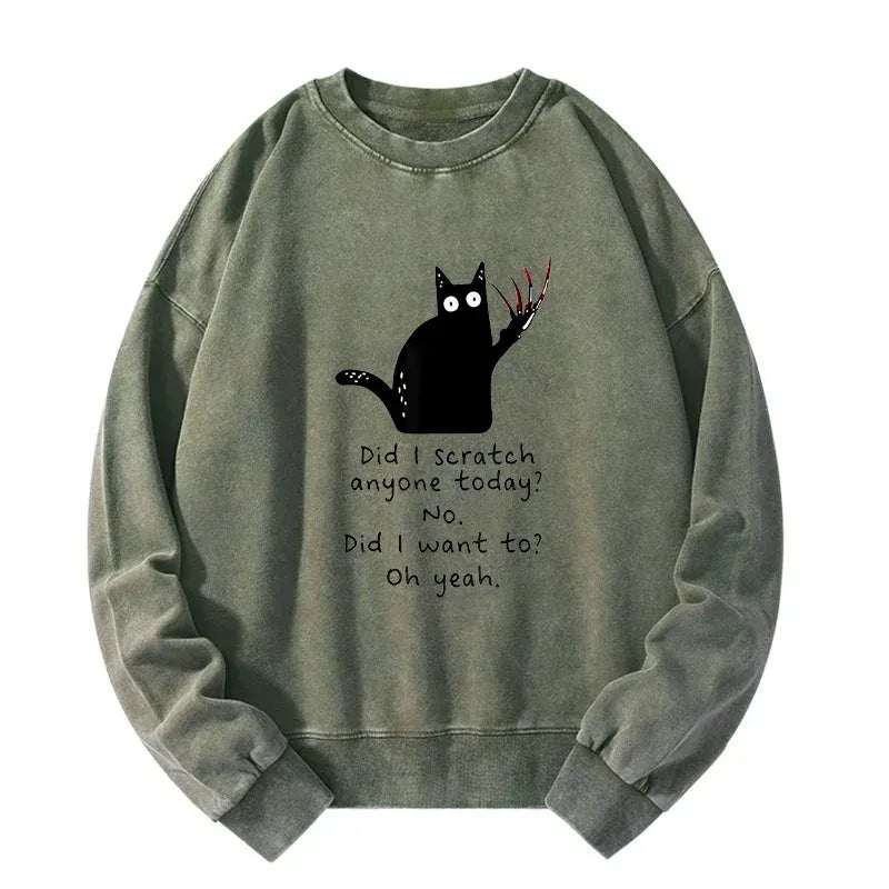 Kyoto-Lion Cats With Sharp Claws Washed Sweatshirt