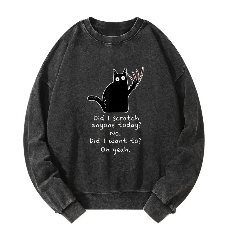 Kyoto-Lion Cats With Sharp Claws Washed Sweatshirt