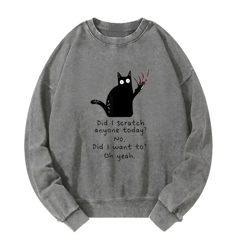 Kyoto-Lion Cats With Sharp Claws Washed Sweatshirt