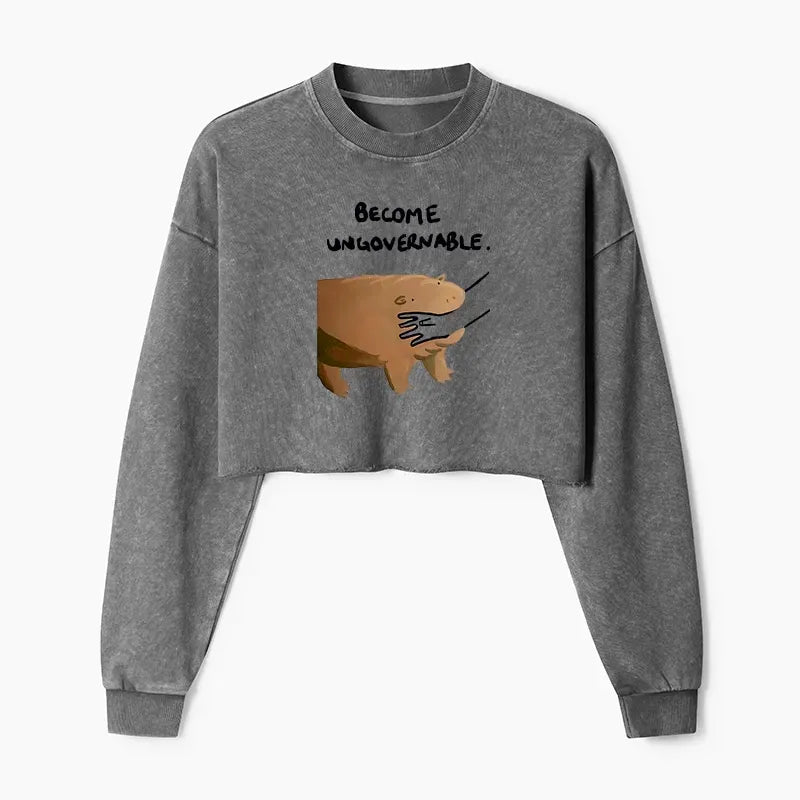 Washed Crop Sweatshirt for Women