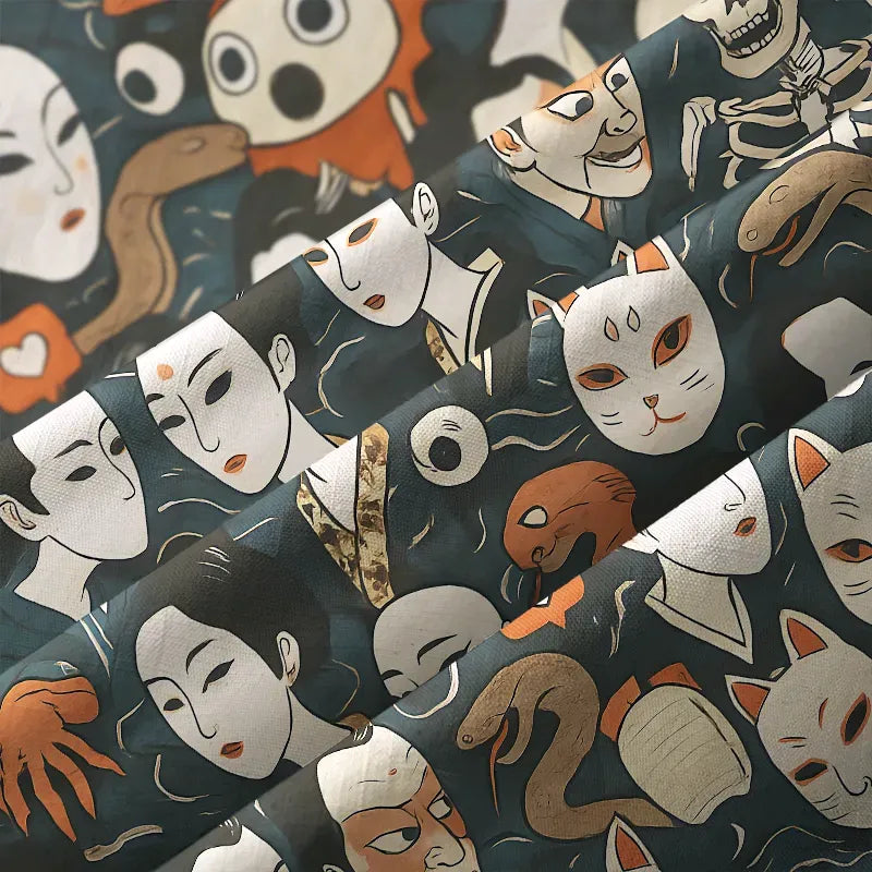 Traditional Japanese Mask Hawaiian Shirt for Daily Wear