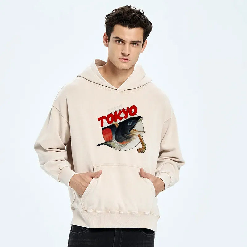 Kyoto-Lion Vintage Japanese Tsukiji Fish Market Washed Hoodie