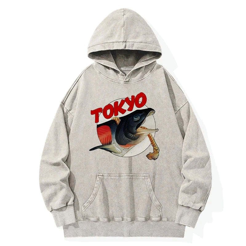 Kyoto-Lion Vintage Japanese Tsukiji Fish Market Washed Hoodie