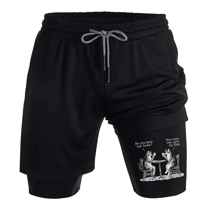 Kyoto-Lion Cat Poker Night Training Shorts