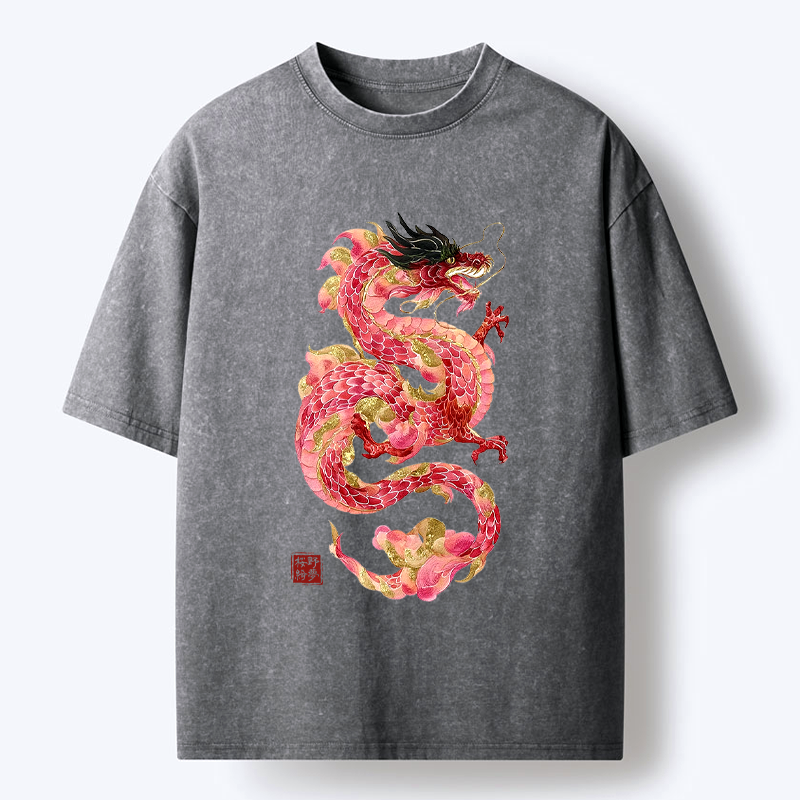 Kyoto-Lion Eternal Flame Dragon Washed T-Shirt
