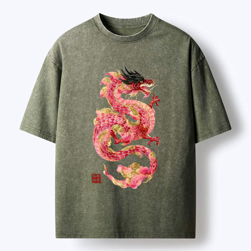 Kyoto-Lion Eternal Flame Dragon Washed T-Shirt