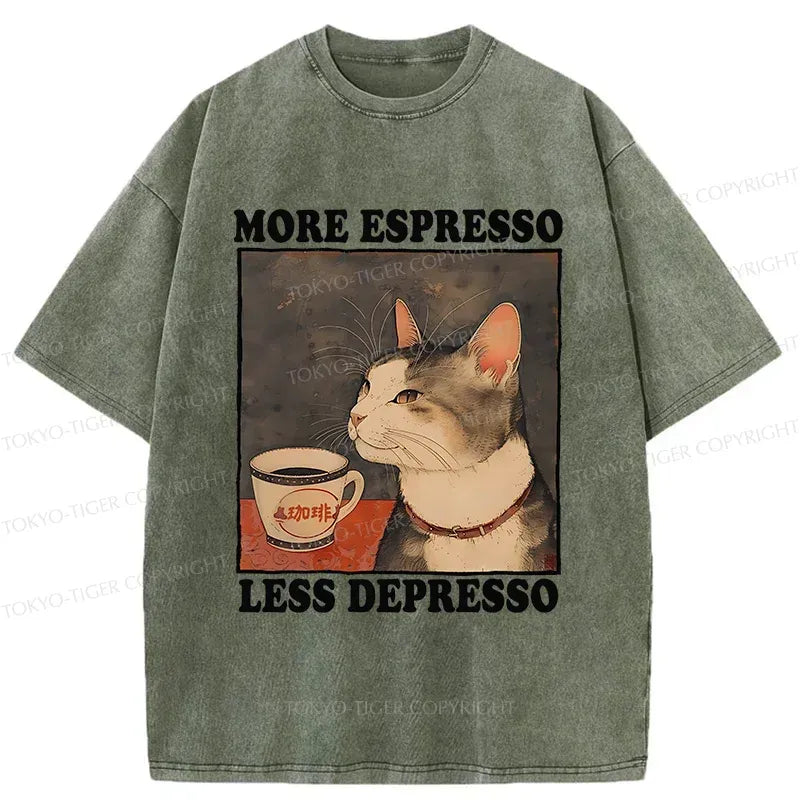cute japanese cat drinking coffee t-shirt