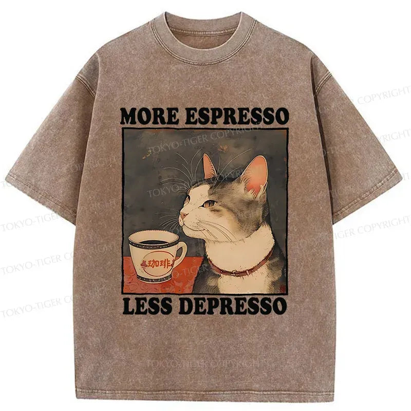 cute japanese cat drinking coffee t-shirt