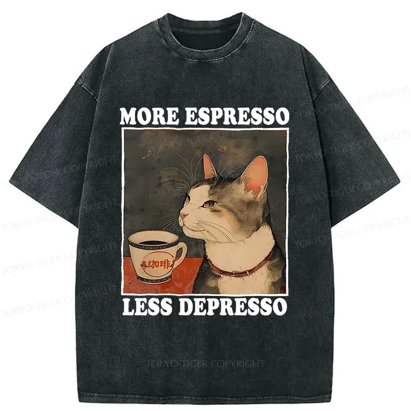 cute japanese cat drinking coffee t-shirt