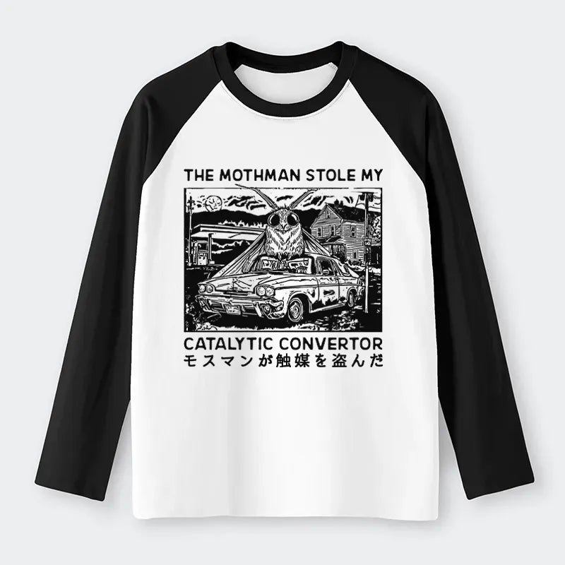 Kyoto-Lion The Night Mothman Stole My Converter Raglan Long Sleeve T-shirt