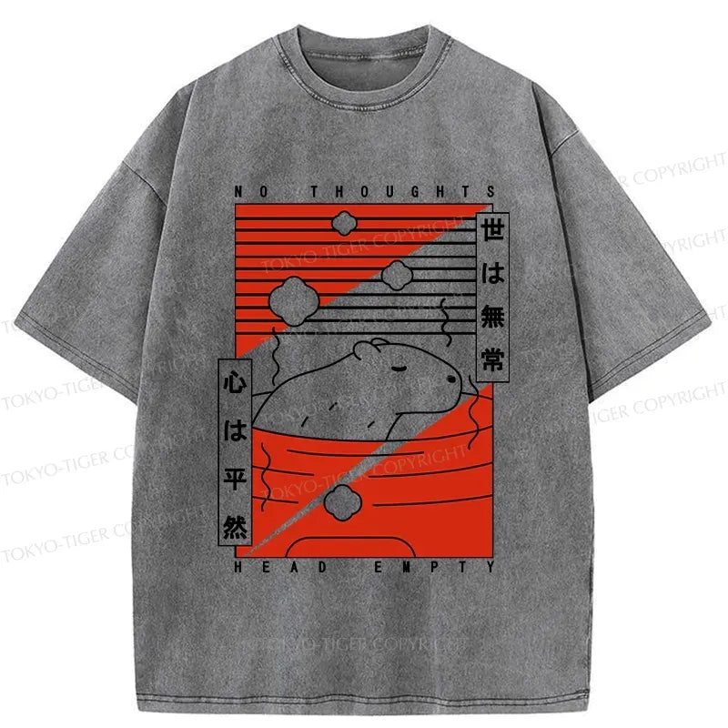 Kyoto-Lion No Thoughts Head Empty Capybara Washed T-Shirt