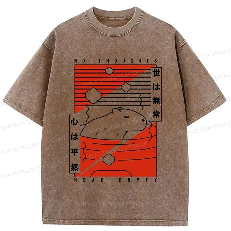 Comfortable Japanese Capybara Washed T-Shirt