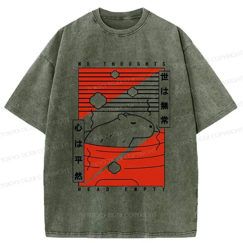 Kyoto-Lion No Thoughts Head Empty Capybara Washed T-Shirt