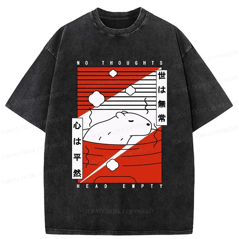 Kyoto-Lion No Thoughts Head Empty Capybara Washed T-Shirt