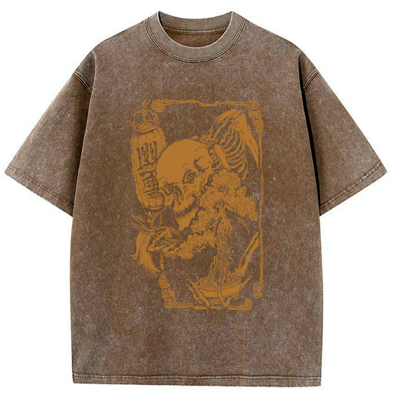 Kyoto-Lion Bonsai Enthusiast Skeleton Washed T-Shirt