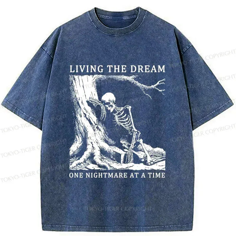 Kyoto-Lion Skeleton Encountering Difficulties Washed T-Shirt