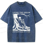 Kyoto-Lion Skeleton Encountering Difficulties Washed T-Shirt