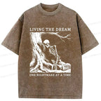 Kyoto-Lion Skeleton Encountering Difficulties Washed T-Shirt