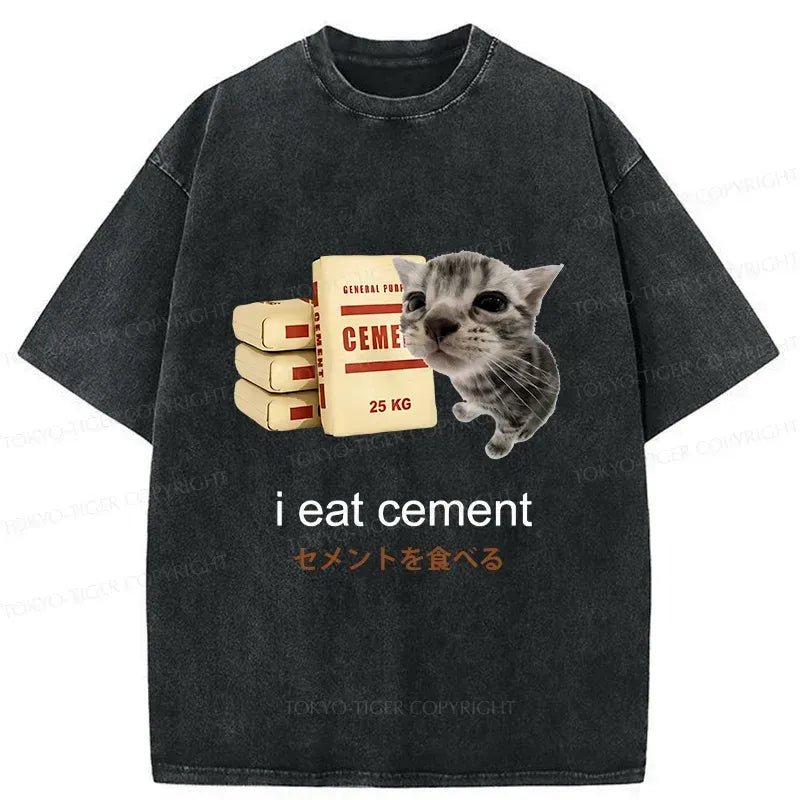 Kyoto-Lion Funny Cat Meme Washed T-Shirt
