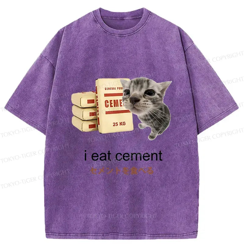 Washed Cat Meme T-Shirt for Streetwear
