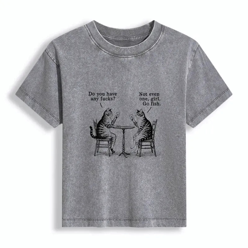 Kyoto-Lion Cat Poker Night Women's Washed T-shirt