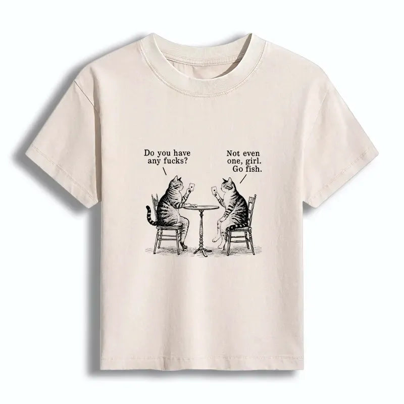Washed Japanese Cat T-shirt On Sale for Women