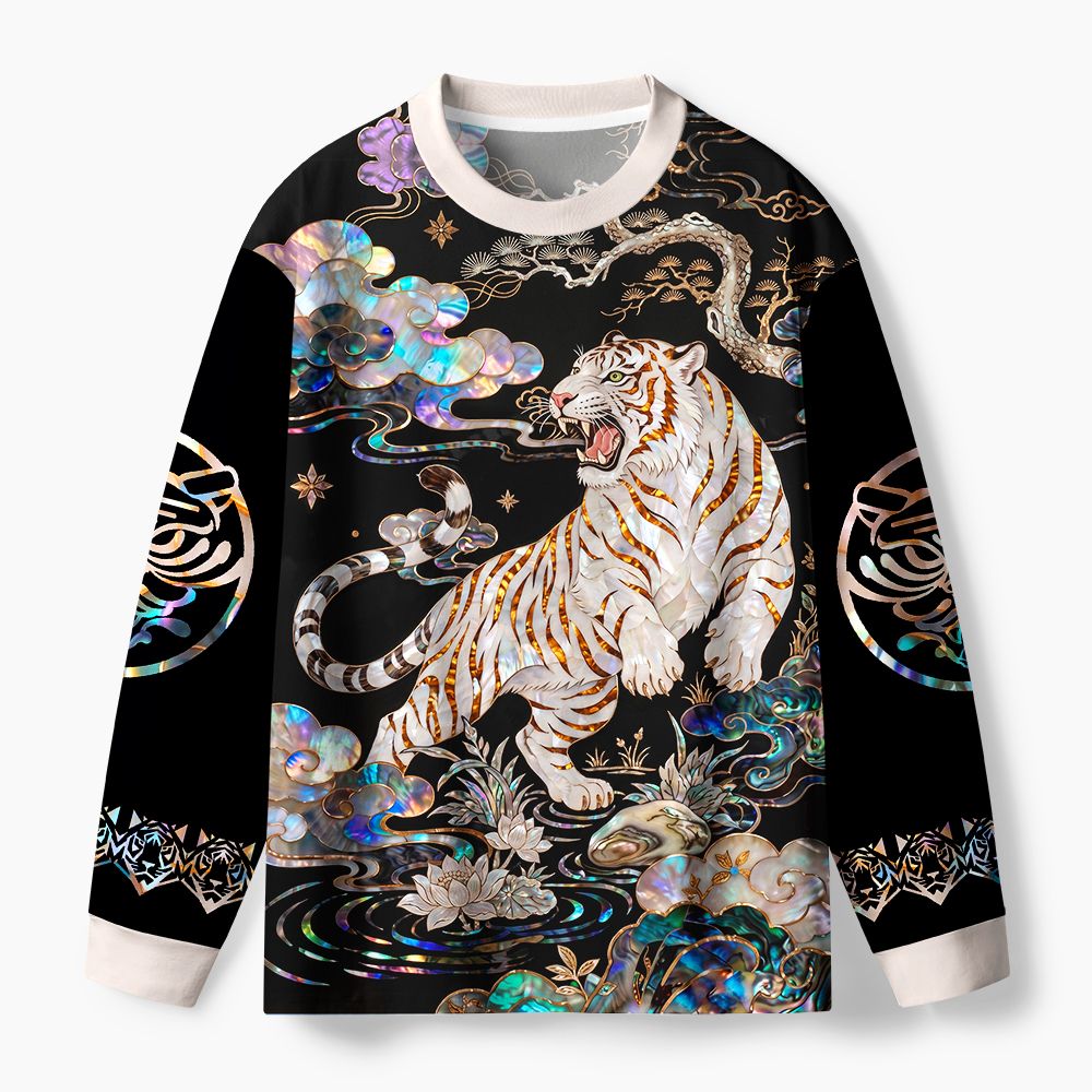 Kyoto-Lion Celestial Tiger Rising Eco-Friendly Long Sleeve T-Shirt