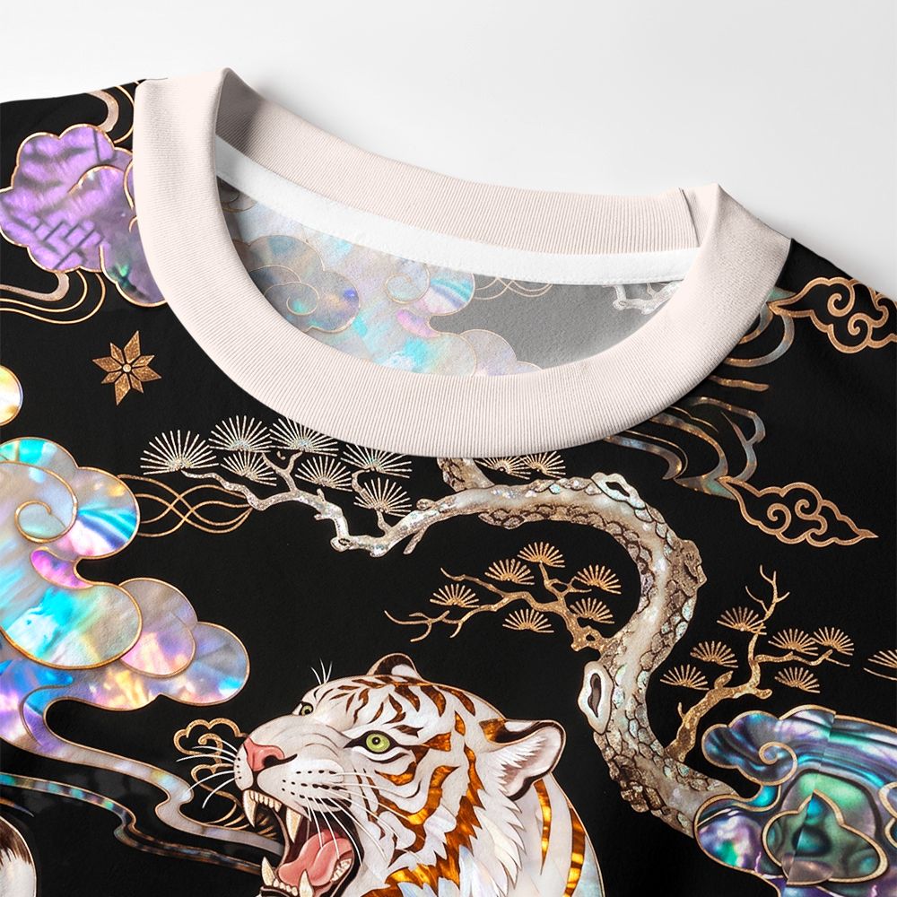 Kyoto-Lion Celestial Tiger Rising Eco-Friendly Long Sleeve T-Shirt