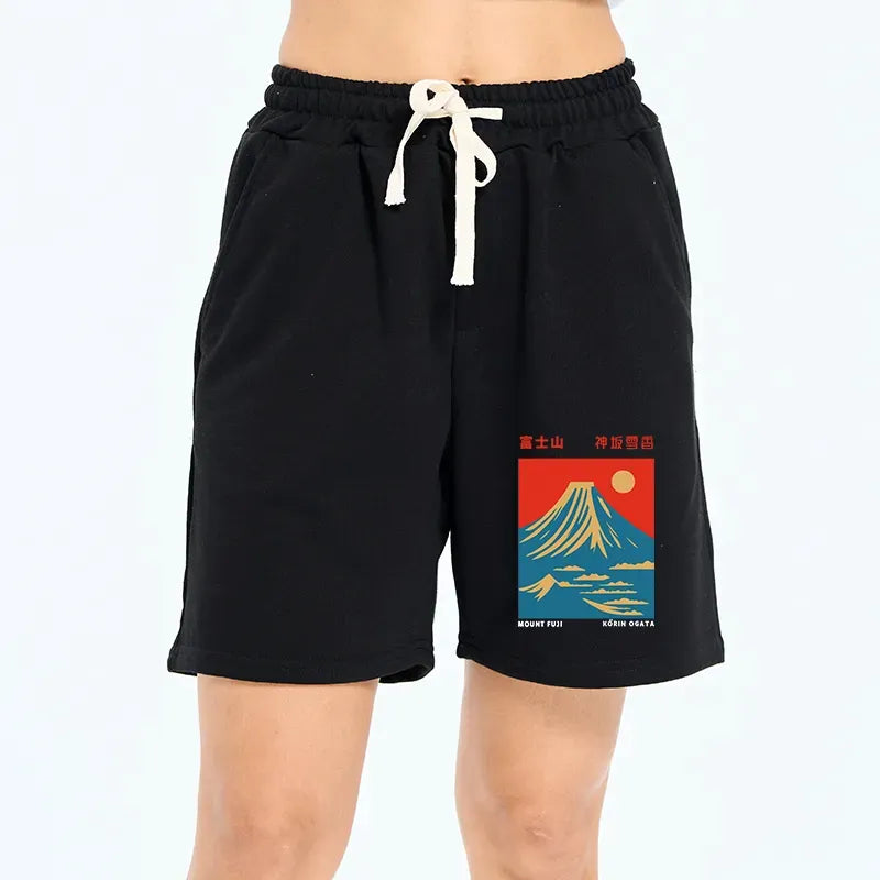 vintage mount fuji unisex shorts