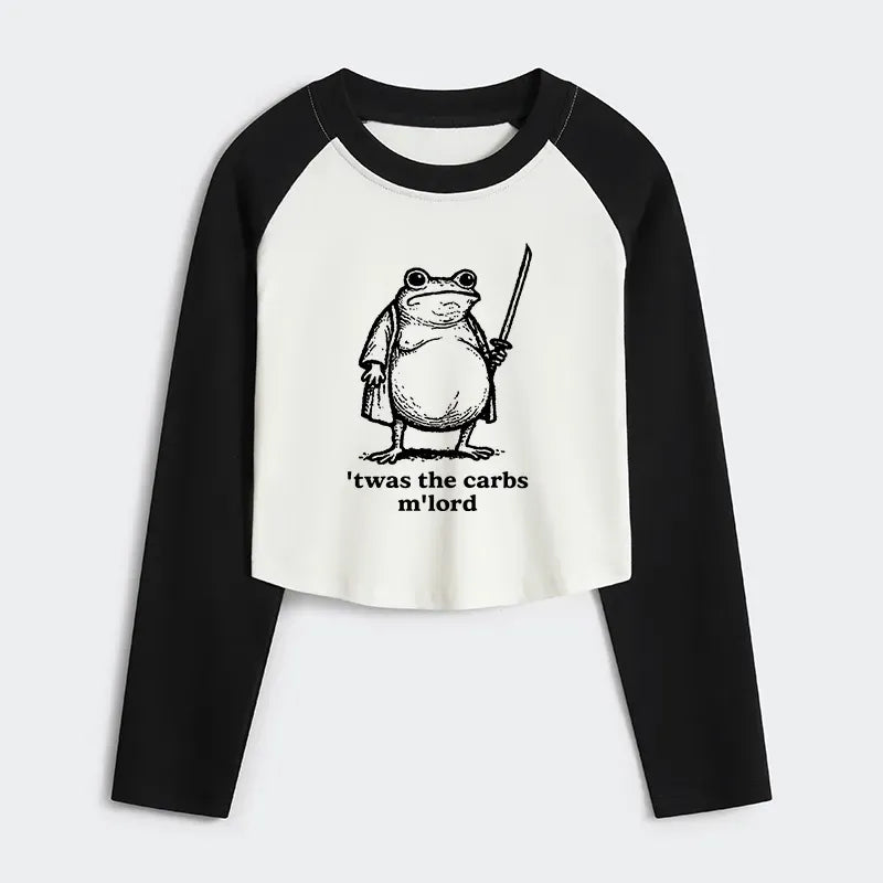funny samurai frog women's crop t-shirt