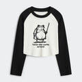 funny samurai frog women's crop t-shirt