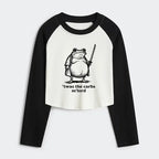 funny samurai frog women's crop t-shirt