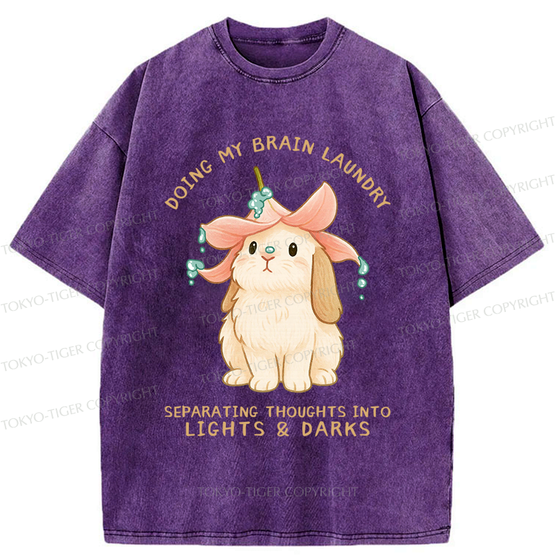 Kyoto-Lion Flower Hat Bunny: Brain Laundry Washed T-Shirt