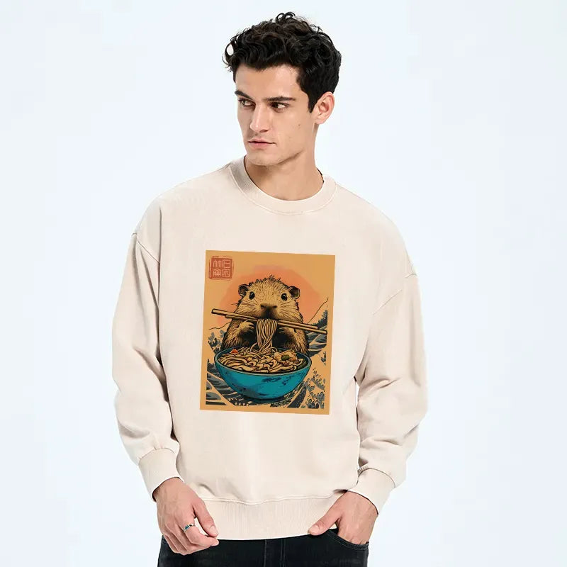 Kyoto-Lion Opossum Eats Ramen Washed Sweatshirt